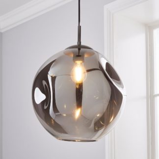 An Image of Alexis DimpIed Glass 1 Light Pendant Ceiling Fitting Smoke (Grey)