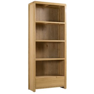 An Image of Curve Oak Tall Bookcase Brown