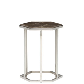 An Image of Zion Hexagonal Marble Accent Table Amani Dark