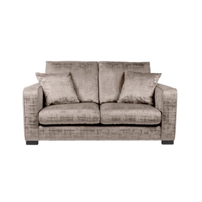 An Image of Carson Distressed Velvet 2 Seater Sofa Grey