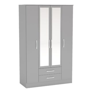 An Image of Lynx Grey 4 Door Mirrored Wardrobe Grey