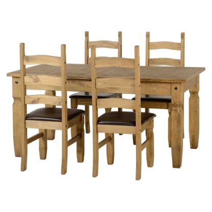 An Image of Corona Extending 4 Seater Dining Set Brown