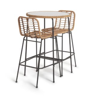 An Image of Habitat 2 Seater Bamboo Bar Bistro Set