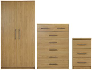 An Image of Argos Home Normandy 3 Piece 2 Door Wardrobe Set - Oak Effect