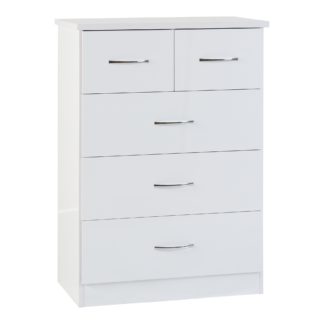 An Image of Nevada White 5 Drawer Chest White