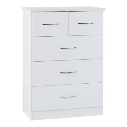 An Image of Nevada White 5 Drawer Chest White