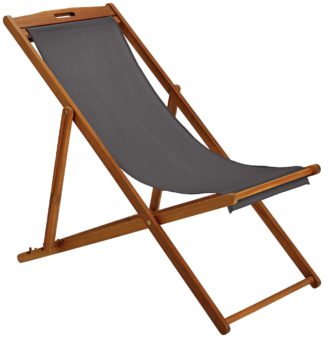 An Image of Argos Home Wooden Deck Chair - Grey