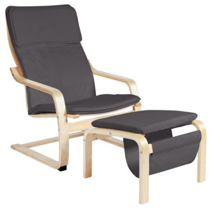 An Image of Habitat Bentwood High Back Chair & Footstool - Natural