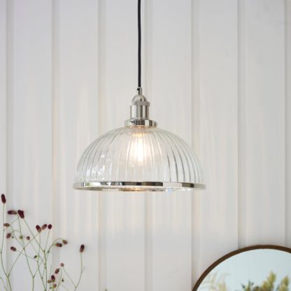 An Image of Glass Paxson Pendant Fitting Nickel