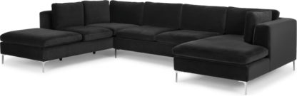 An Image of Monterosso Left Hand Facing Corner Sofa, Midnight Grey Velvet
