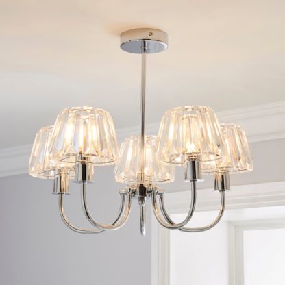 An Image of Paloma 5 Light Glass Ceiling Fitting Chrome