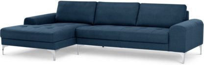 An Image of Vittorio Left Hand Facing Chaise End Corner Sofa, Scuba Blue