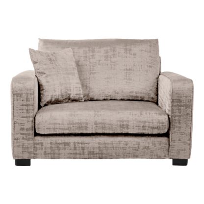 An Image of Carson Distressed Velvet Snuggle Chair Grey