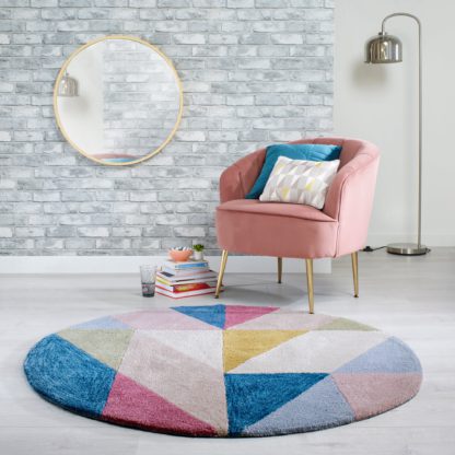 An Image of Metro Circle Rug MultiColoured