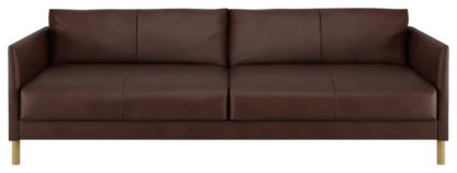 An Image of Habitat Hyde 3 Seater Leather Sofa Bed - Brown