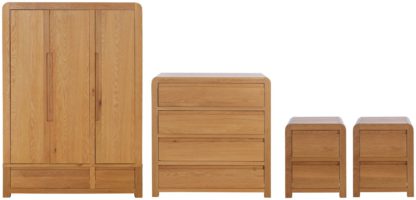 An Image of Habitat Novara 4 Piece Wardrobe Set - Oak & Oak Veneer