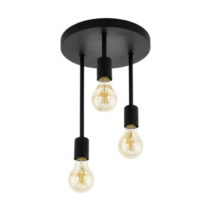 An Image of Eglo Wilmcote 3L Flush Ceiling Light - Black