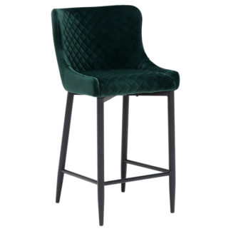 An Image of Rivington Fabric Counter Stool Dark Green