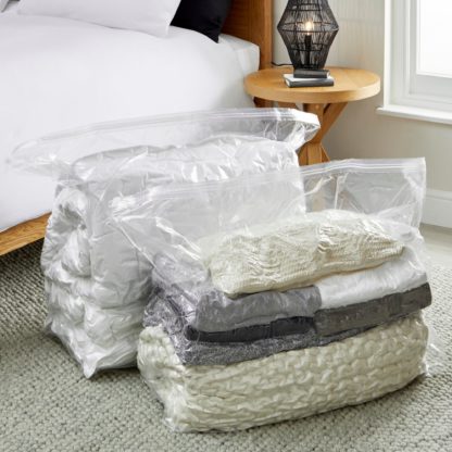b041dce180668242cb8d5c93845df7d350d05ffe7c14bec470e7d4d824771101.jpg An Image of Set of 2 Gusseted Vacuum Bags Clear