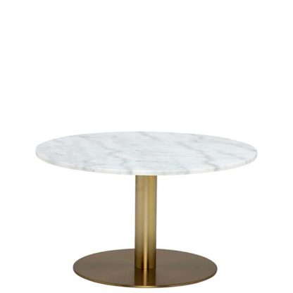 An Image of Apollo Coffee Table In White Marble & Brushed Brass Metal Base