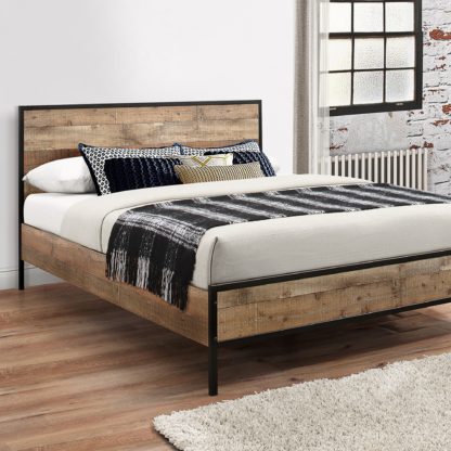 An Image of Urban Rustic Bed Frame Brown