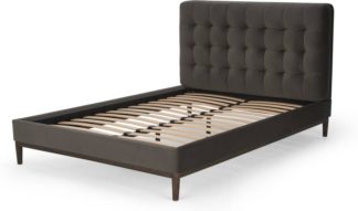 An Image of Lavelle King Size Bed, Otter Velvet & Walnut Stain Legs