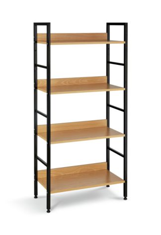 An Image of Habitat 4 Tier Metal & Oak Effect Shelf Unit