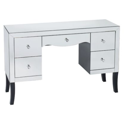 An Image of Valentina 5 Drawer Dressing Table - Silver Silver