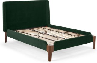 An Image of Roscoe Double Bed, Pine Green Velvet