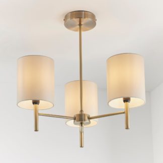 An Image of Dewey Antique Brass 3 Light Flush Ceiling Fitting Antique Brass