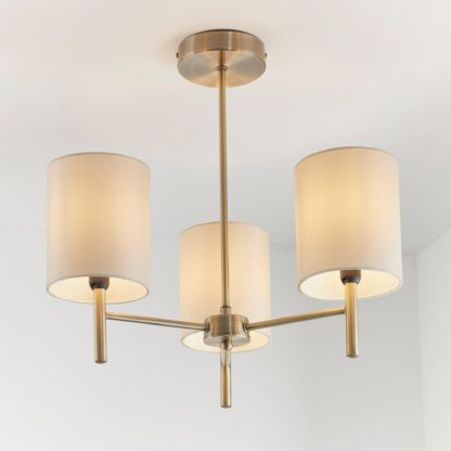 An Image of Dewey Antique Brass 3 Light Flush Ceiling Fitting Antique Brass