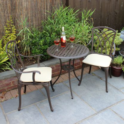 An Image of Cast Aluminium 2 Seater Black and Bronze Bistro Set Black