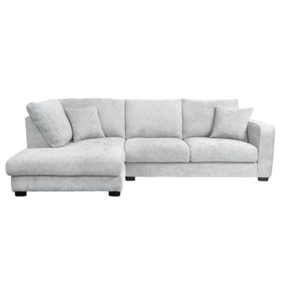 An Image of Carson Chunky Chenille Left Hand Corner Sofa Pebble