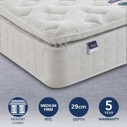 An Image of Silentnight Medium Firm Miracoil Memory Pillowtop Mattress White