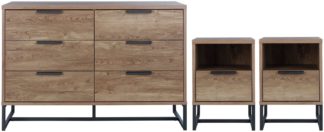 An Image of Habitat Nomad 2 Bedsides & 3+3 Drawer Set - Oak Effect