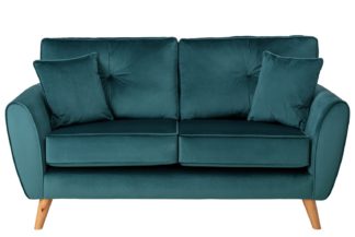 An Image of Habitat Isla 2 Seater Velvet Sofa - Teal