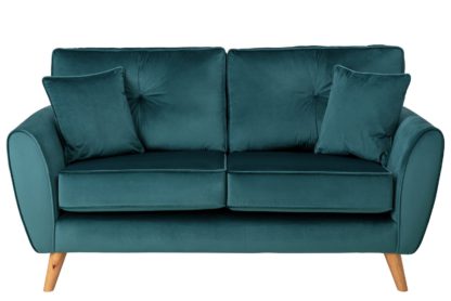 An Image of Habitat Isla 2 Seater Velvet Sofa - Teal