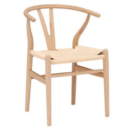 An Image of Hans Wishbone Dining Chair Natural