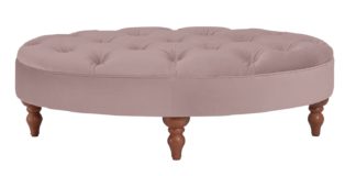 An Image of Habitat Valerie Velvet Footstool - Pink