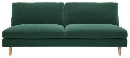 An Image of Habitat Teo 3 Seater Velvet Sofa - Green