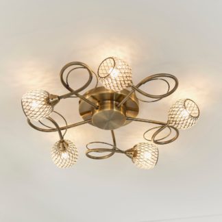 An Image of Malden 5 Light Flush Ceiling Fitting Antique Brass