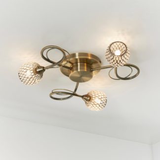 An Image of Malden 3 Light Flush Ceiling Fitting Antique Brass