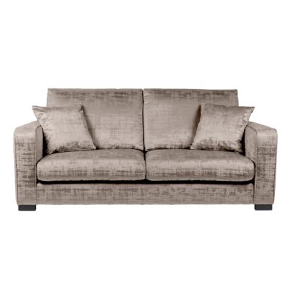 An Image of Carson Distressed Velvet 3 Seater Sofa Grey