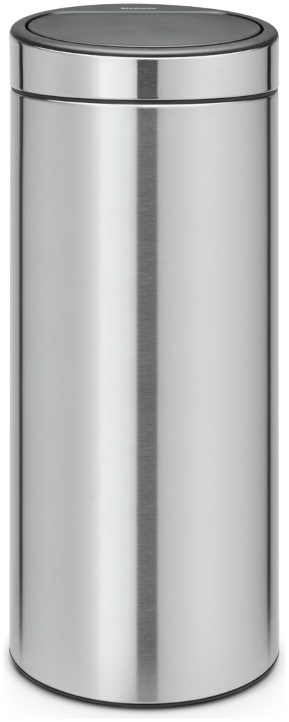 An Image of Brabantia 30 Litre Touch Top Bin - Matt Steel