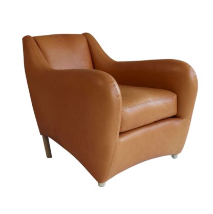 An Image of SCP Balzac Chair Utah Russet Leather Natural Fibre Filling