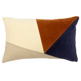 An Image of Multi Block Cushion Navy and Ginger