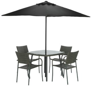 An Image of Argos Home Cusco Rattan 4 Seater Dining Set - Grey