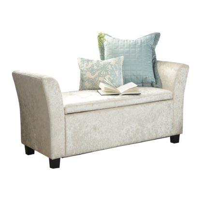 An Image of Verona Crushed Velvet Ottoman Window Seat Grey