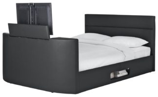 An Image of Habitat Gemini Kingsize TV Bed Frame - Black