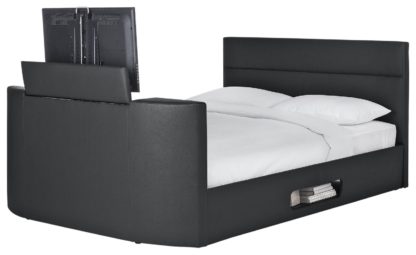 c2c89b0bc6863c50a9baf316bb0d5a88783c5d21e1b1fd907695be726bea250a.jpg An Image of Habitat Gemini Kingsize TV Bed Frame - Black